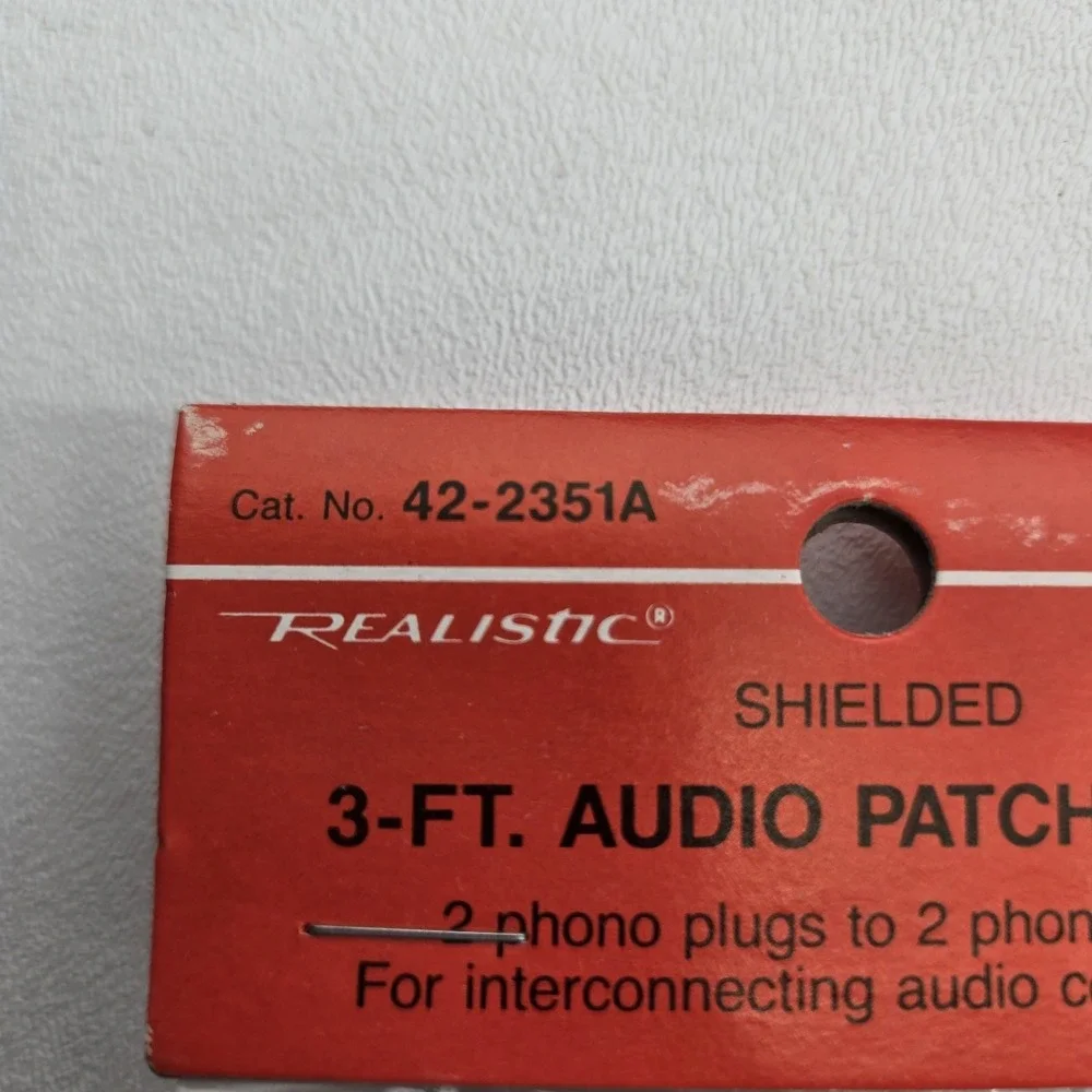 Vintage Radio Shack Realistic 42-2351A 3 Ft RCA Audio Patch Cable NOS Sealed New